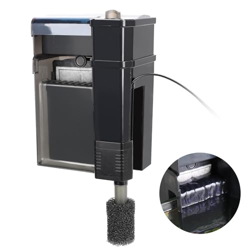 hygger Aquarium Filter Ultra Quiet Aquarium Hang on Filter MultiStage Filtration Activated Carbon Biochemical Fish Tank Filter for up to 50 Gallon Aquariums Adjustable Flow 153 GPH 7W Black - Image 1