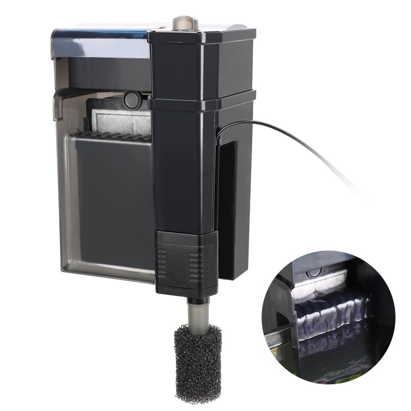 hygger Aquarium Filter Ultra Quiet Aquarium Hang on Filter MultiStage Filtration Activated Carbon Biochemical Fish Tank Filter for up to 50 Gallon Aquariums Adjustable Flow 153 GPH 7W Black - Image 2