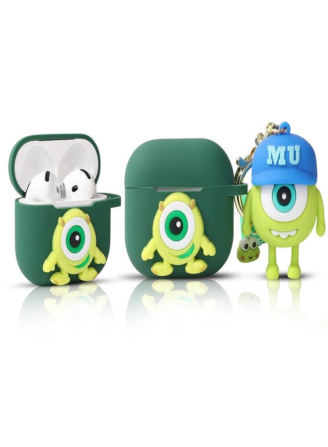 LEWOTE Compatible with Apple Airpods 4 Case Protective Funny Cute Cartoon Cover with Doll Keychain (Mike) - Image 1