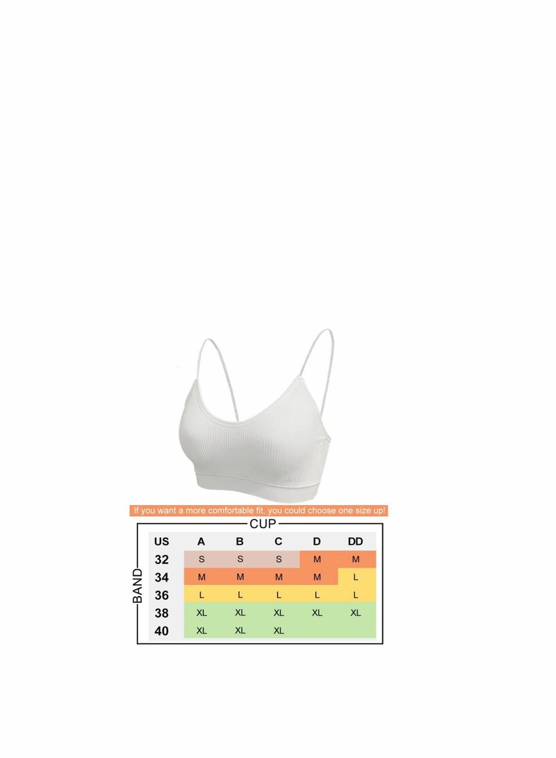 Y&D 5 PCS Cami Womens V Neck Padded Seamless Straps Bralette Everyday Basic Sleeping White Apricot Grey Black L  - Image 2