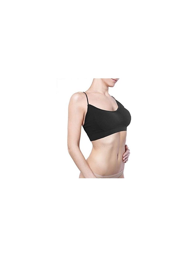 Y&D 5 PCS Cami Womens V Neck Padded Seamless Straps Bralette Everyday Basic Sleeping White Apricot Grey Black L  - Image 5