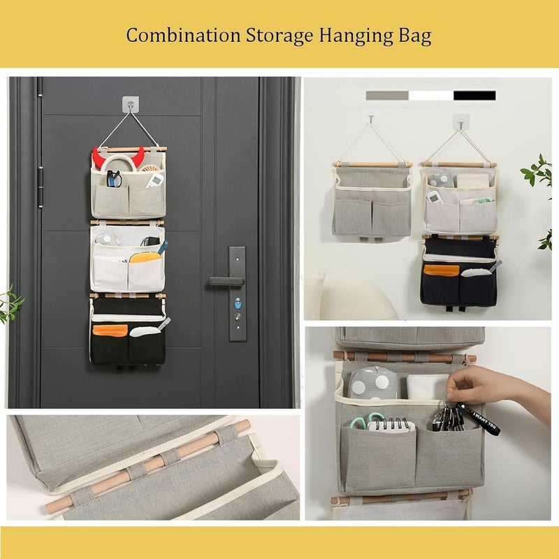 2Pcs Wall Hanging Storage Caddy Bag - Over Door Organizer for Living Room, Bedroom, Bathroom (Black) - Image 3