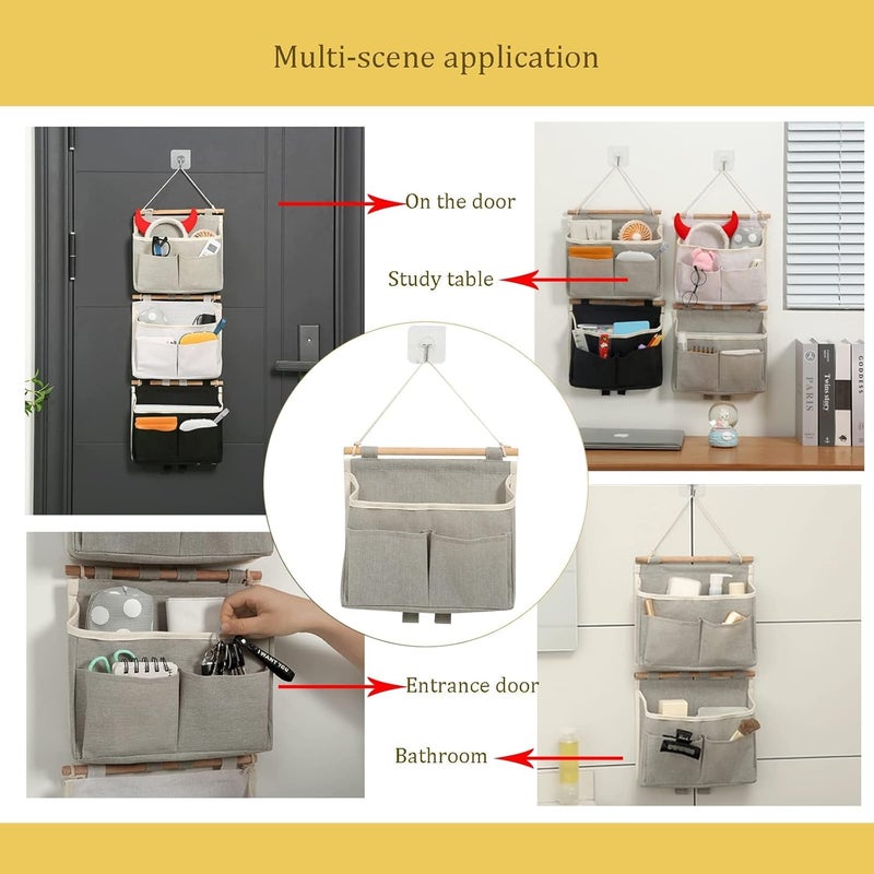 2Pcs Wall Hanging Storage Caddy Bag - Over Door Organizer for Living Room, Bedroom, Bathroom (Black) - Image 5