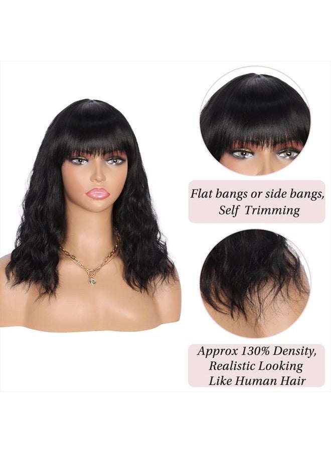 Kalyss 14" Synthetic Wig with Hair Bangs Short Wavy Curly Wig for Women -Natural Looking and Heat Resistant Full Head Hair Replacement Wig for Daily Wear or Costume Wig  - Image 3