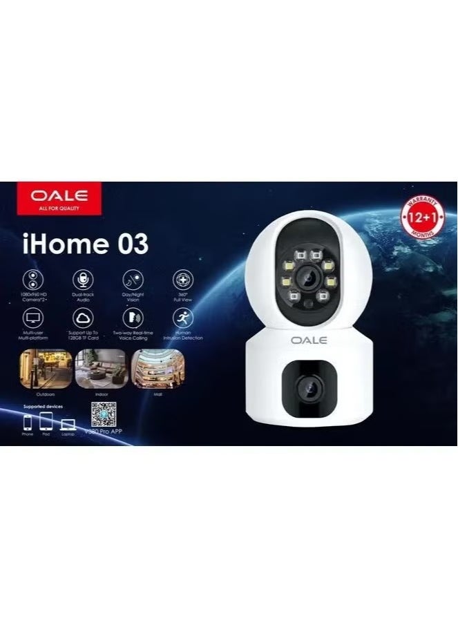 OALE Security Camera iHome 03 - 360° Full view Dual Track and Audio Support with Night Vision Motion Detect  - Image 2