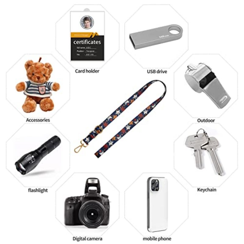 Phone Lanyards, Wrist Lanyards for Keys, Adjustable Shoulder Neck Strap, Universal Crossbody Cell Phone Lanyard for iPhone Case ID Badges, Card Holder, Car Key, and Most Smartphones Stars - Image 3