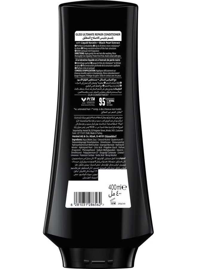 Gliss Ultimate Repair Conditioner with Keratin for Damaged Hair 360ml - Image 2
