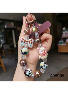 Pink Happy Rabbit Pink Bear Bracelet Women's Ins Candy Color Girl's Mobile Phone Hanging Chain Hanging Rope Short Wrist-Specifications Support Image Upload:Polka Dot Girl Graffiti Beaded Bracelet Wine Red Card