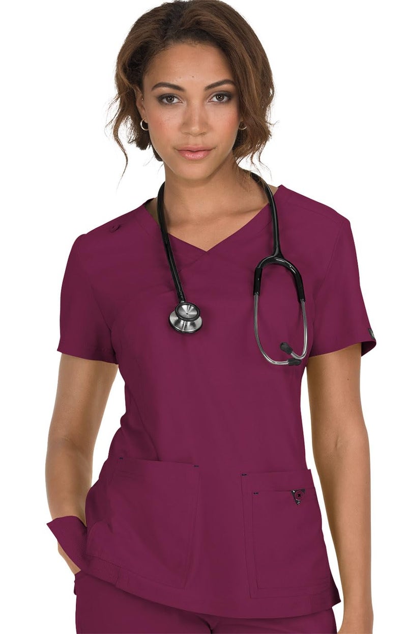 KOI Basics 374 Womens Katie Scrub Top Wine M