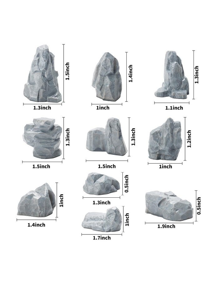 Warmtree 10Pcs Diorama Rocks Fake Rock Miniature Stone Rock Statue for Diorama Supplies Micro Train Landscape Railway Sand Table Halloween Miniatures - Image 2