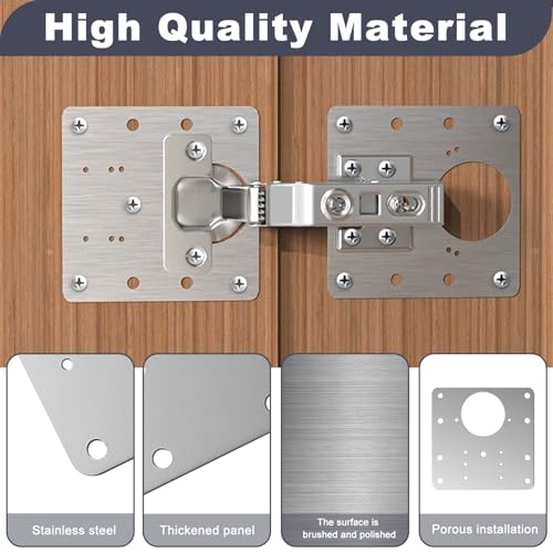 TecoKart® 10 Pcs Hinges Repair Plate for Cabinets, Hinge Repair Plates and Screws Pack, Kitchen Cupboard Door Hinges Repair Plate for Protecting Wooden Kitchen Cabinet Door Window - Image 3