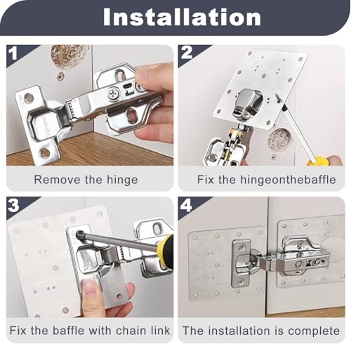 TecoKart® 10 Pcs Hinges Repair Plate for Cabinets, Hinge Repair Plates and Screws Pack, Kitchen Cupboard Door Hinges Repair Plate for Protecting Wooden Kitchen Cabinet Door Window - Image 5