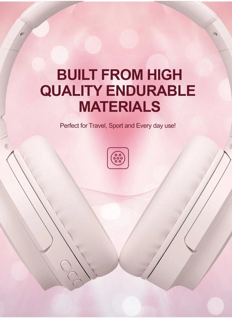 havit Wireless Bluetooth Headphones Over-Ear, Noise-Isolating Headset with Deep Bass, 40mm Drivers, Bluetooth 5.3, SD Card Slot & FM Radio, AUX Input, Foldable Design, Adjustable Headband, Built-in Mic, 17H Long Battery Life, Hands-Free Calls, Comfortable for Music, Gaming, Travel, Sports, Office Use, Compatible with Android & iOS Devices (Pink)  - Image 4