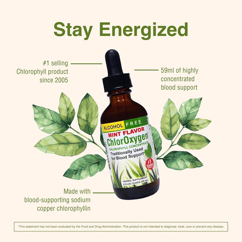 HERBS ETC. Chloroxygen Mint Chlorophyll Concentrate - Herbal Supplement for Blood Support (2oz) - Image 5