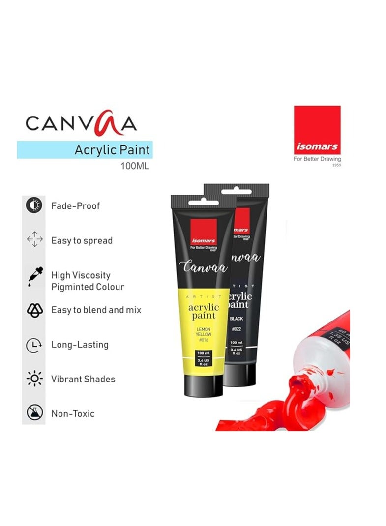 Isomers Isomars Canvaa Acrylic Paint 100ml - Set of 6 Vibrant Pigmented & Fadeproof Colors - ARTIST SERIES - For Canvas Painting, Scrap Book, Paper Board, Wood & Terracotta - Image 2