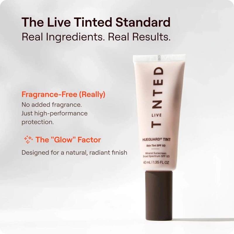 LIVE TINTED تنت هيوغارد من لايف تينتيد SPF 50 - واقي شمس معدني ملون بتغطية قابلة للبناء خفيفة إلى متوسطة مع لمسة مرطبة ومتألقة - مقاوم للماء والعرق، 1.35 أونصة سائلة - ظل 10 - Image 3