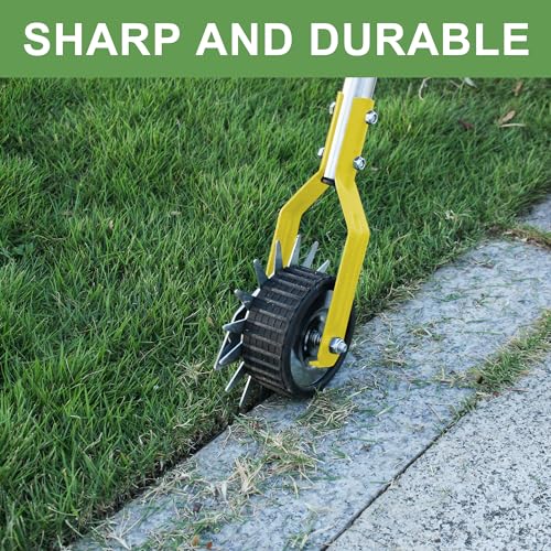 BARAYSTUS Wheel Rotary Edger Lawn Tool Grass Edge Trimmer Sidewalk Manual Lawn Edger Strong 3 Sections Stainless Steel Handle with Cushion Grip 583Inch - Image 3