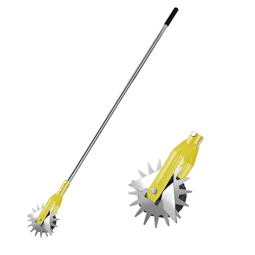 BARAYSTUS Wheel Rotary Edger Lawn Tool Grass Edge Trimmer Sidewalk Manual Lawn Edger Strong 3 Sections Stainless Steel Handle with Cushion Grip 583Inch - Image 1