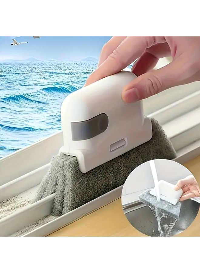 Plastic Handheld Multi Use Window Door Kitchen Cleaning Brush Yellow With Groove Gap Tool Reusable Dustpan Ergonomic Handle For Hard To Reach Areas Home Cleaning - Image 1