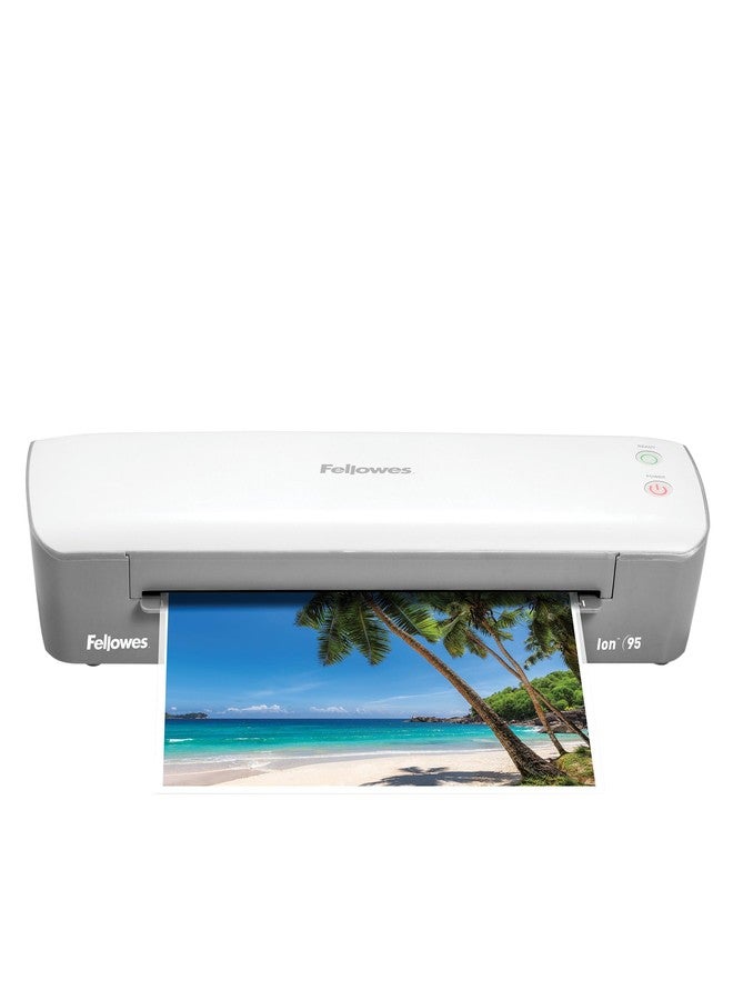Fellowes Ion 95 Thermal Laminator for Home, School or Office with 15 Pouch Starter Kit, Easy to Use, Quick Warm-Up, Jam-Free, White/Grey (5247201) - Image 1