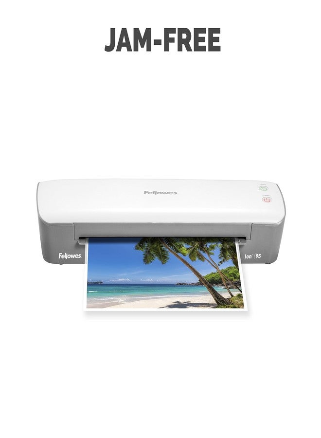 Fellowes Ion 95 Thermal Laminator for Home, School or Office with 15 Pouch Starter Kit, Easy to Use, Quick Warm-Up, Jam-Free, White/Grey (5247201) - Image 5