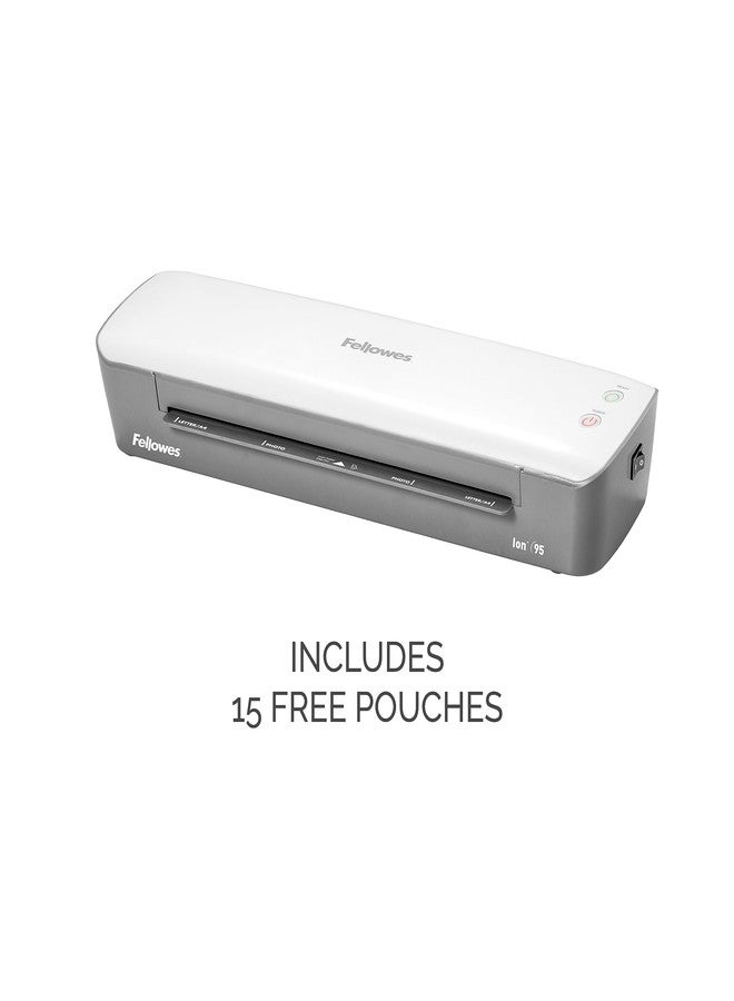 Fellowes Ion 95 Thermal Laminator for Home, School or Office with 15 Pouch Starter Kit, Easy to Use, Quick Warm-Up, Jam-Free, White/Grey (5247201) - Image 2