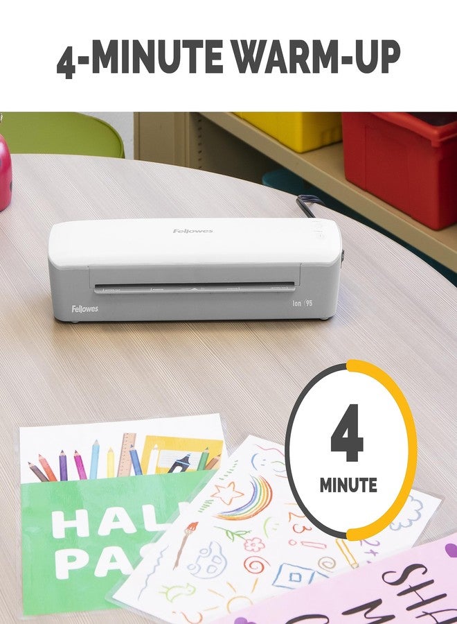Fellowes Ion 95 Thermal Laminator for Home, School or Office with 15 Pouch Starter Kit, Easy to Use, Quick Warm-Up, Jam-Free, White/Grey (5247201) - Image 4