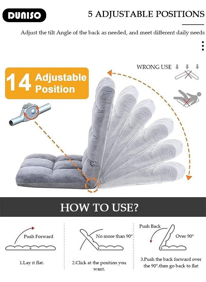 DUNISO - Floor Chair Folding Lazy Sofa Folding Lazy Floor Sofa with Back Support,Cushion Lazy Couch Lounge Tatami Lounger Floor Seat Couch Recliner with 5 Adjustable Position,Padded Sleeper Bed,Washable Couch Recliner, Home Office Reading - Image 1