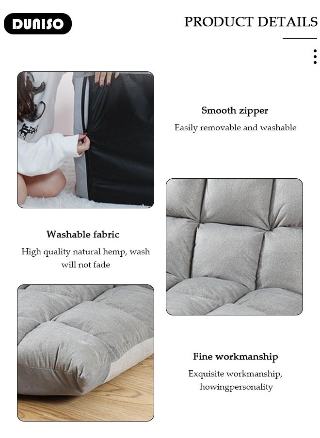 DUNISO - Floor Chair Folding Lazy Sofa Folding Lazy Floor Sofa with Back Support,Cushion Lazy Couch Lounge Tatami Lounger Floor Seat Couch Recliner with 5 Adjustable Position,Padded Sleeper Bed,Washable Couch Recliner, Home Office Reading - Image 1