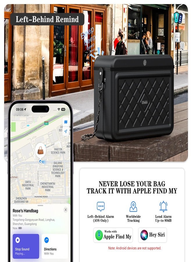 iDiskk Security Shoulder Gift Bag for Women, Metal Lady Crossbody Bag, Anti-Theft with Fingerprint and Password Unlocking, MFi Certification Compatible with Find My App (iOS Only) - Image 4