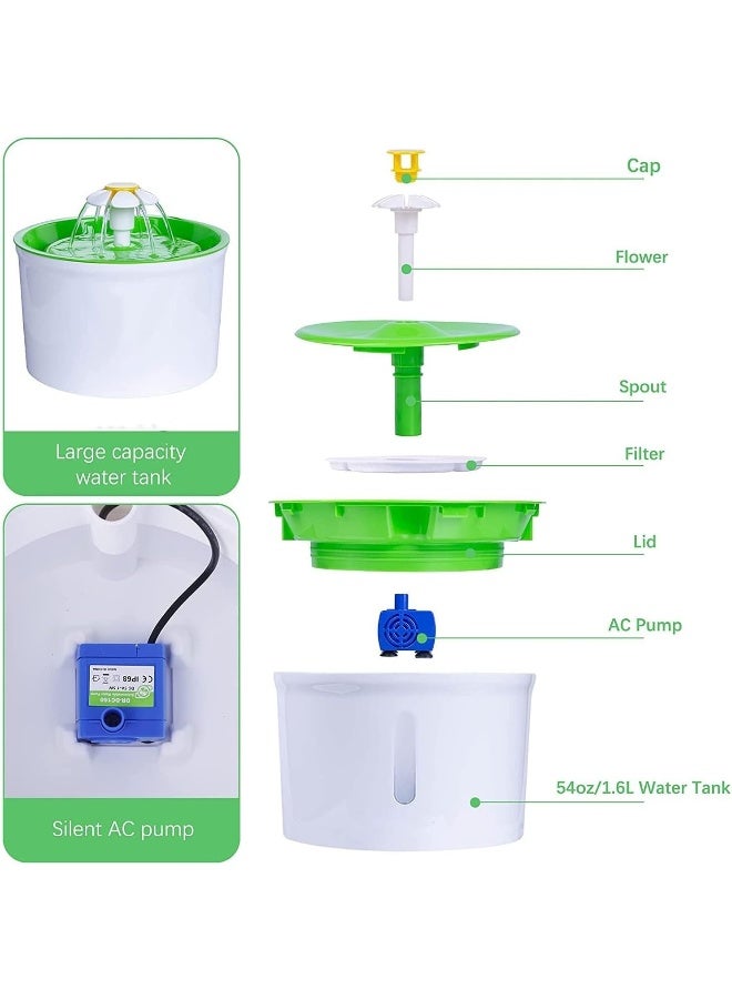 Mumoo Bear Mumoo Bear Cat Water Fountain Stainless Steel, 1.6L Cat Fountain with Water Level Window and LED Light for Water Shortage Alert, Cat and Dog Fountain with 1 Filters  - Image 2