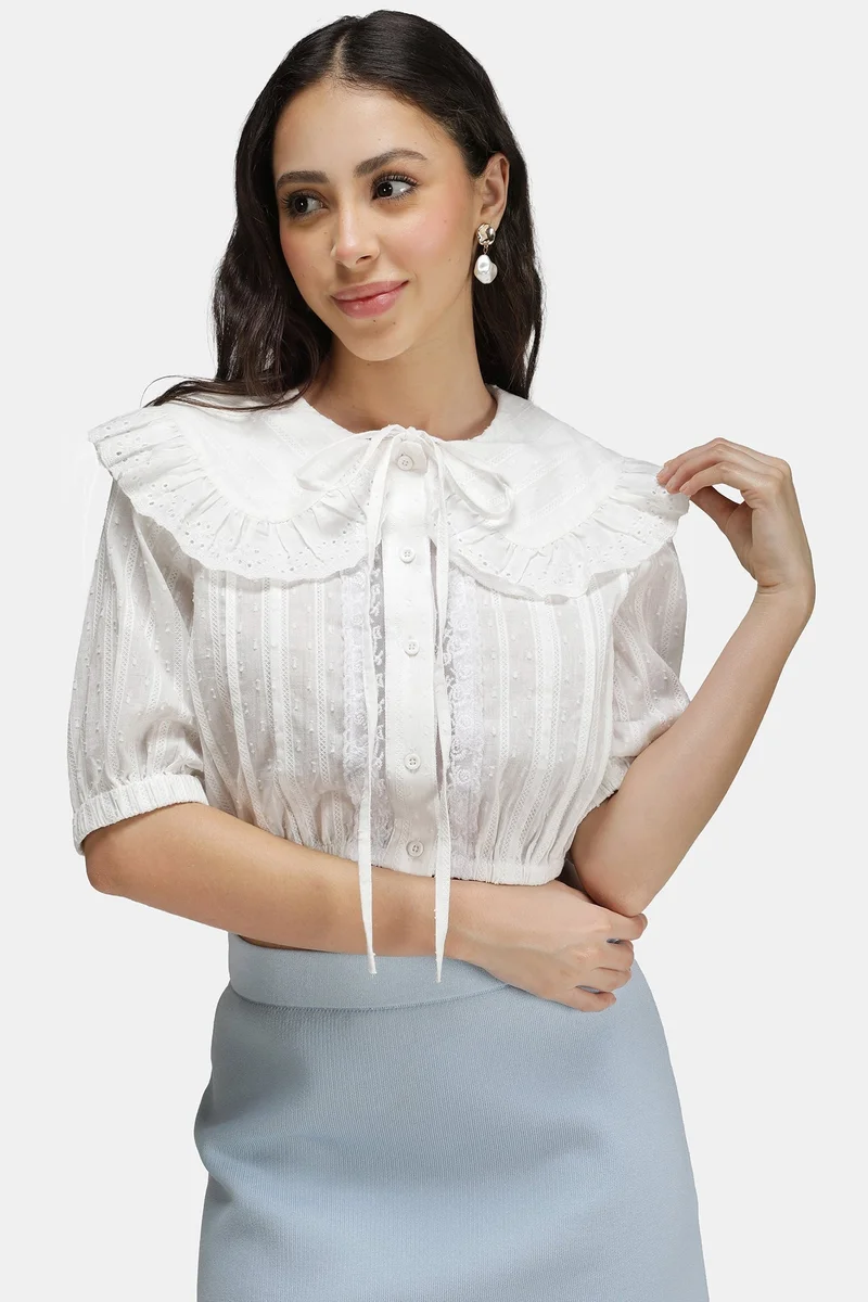 Virgio Cotto Dobby Daywear Peter Pan Shirts for Women