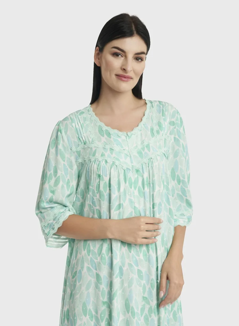 KASHKHA Guipure Trim Beach Glass Rayon Nighty (CNH428)
