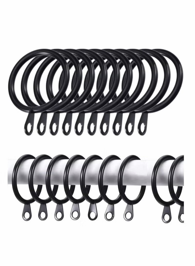 Metal Drapery Curtain Rings Hanging Rings for Curtains and Rods, Drape Sliding Eyelet Rings 30 mm Internal Diameter for Most Curtains, Shower Curtains Easy to Install (Black, 20 Pack)  - Image 1