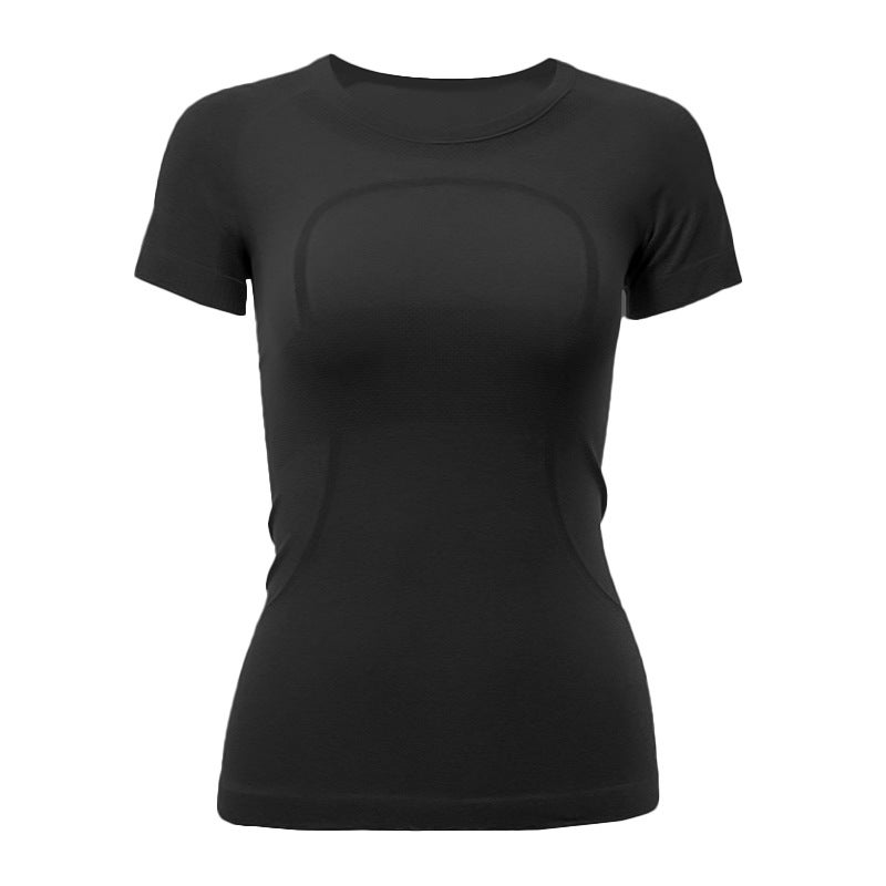 Generic Quick-Drying Slim-Fit Knitted High Elastic Yoga Breathable Lightweight Comfortable Sweat-Absorbing Quick-Drying Sports Fitness Short-Sleeved Women Black 1.0 short sleeve