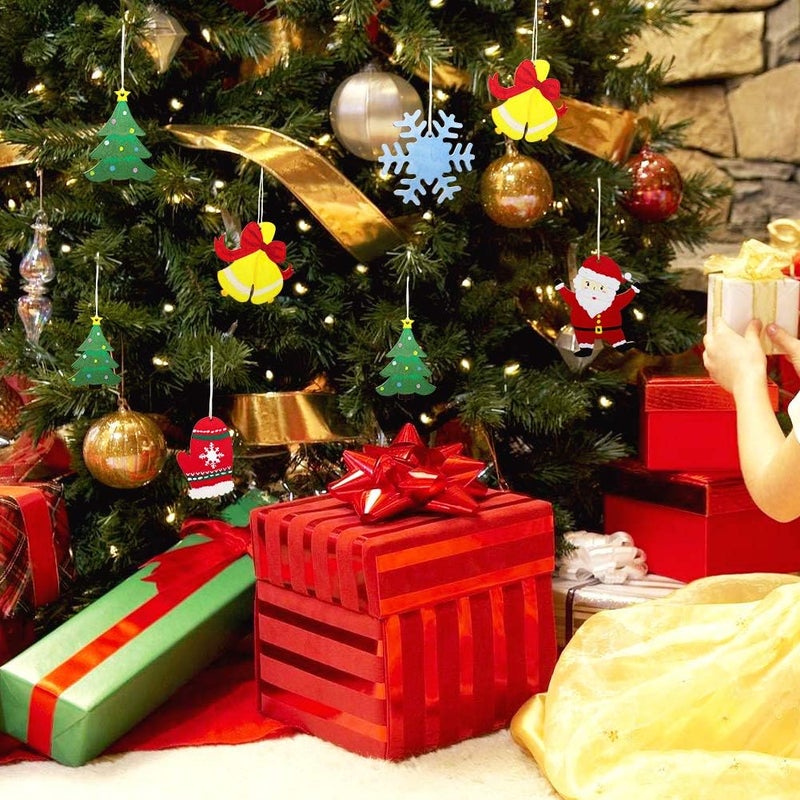 Hidreas 50 قطعة زينة خشبية DIY مجموعة صنع زينة عيد الميلاد مع حبل شمعي وملصقات كريستالية لعيد الميلاد لتزيين عيد الميلاد وصنع الزينة DIY - Image 5