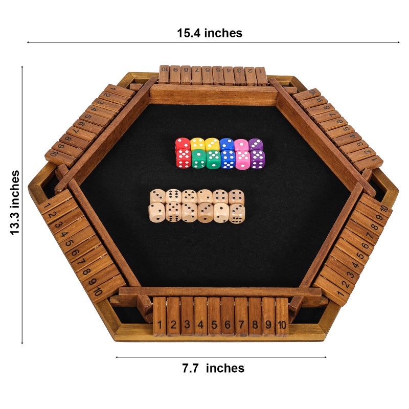 ELONGDI Upgraded 1-6 Player Shut The Box Dice Game with 12 Dice+Bonus Wooden 12 Dice, Classic Wooden Board Table Math Game for Adults,Kids/Tabletop Board Games for Classroom,Home,Party or Pub - Image 5