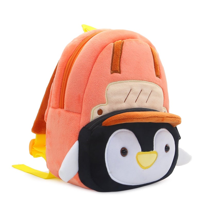 Plush Kids Backpack, Ice Skating Penguin Animal Design, Soft Lightweight School Bag for Toddlers and Preschool Kids - Image 3