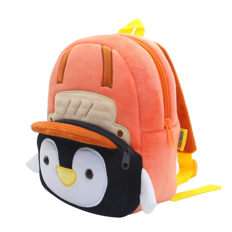 Plush Kids Backpack, Ice Skating Penguin Animal Design, Soft Lightweight School Bag for Toddlers and Preschool Kids - Image 2