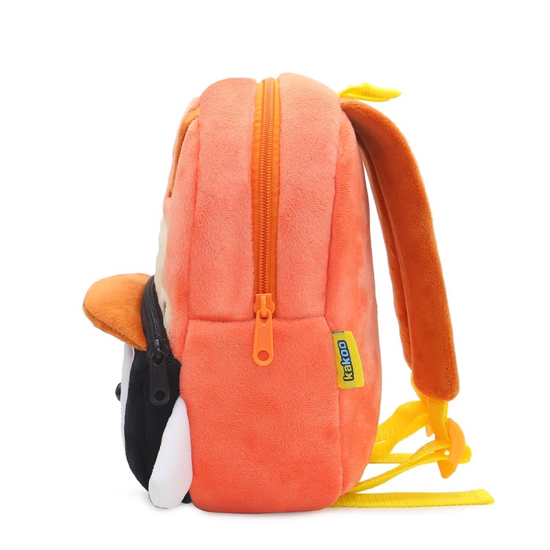 Plush Kids Backpack, Ice Skating Penguin Animal Design, Soft Lightweight School Bag for Toddlers and Preschool Kids - Image 4