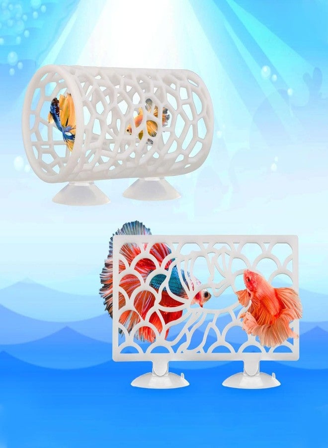 JAOCDOEN Fish Accessories Fish Toys Small Hole Hollow Fish cave Hide Resting Tube Fighting Fish Corner Moss Ledge for Aquarium Hammock (White) - Image 2