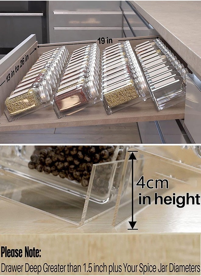 Garlo - Clear Acrylic Spice Drawer Organizer, 4 Tier- 2 Set Expandable From 325 to 65 Seasoning Jars Drawers Insert, Kitchen Spice Rack Tray for DrawerCountertop (Jars not included) - Image 1