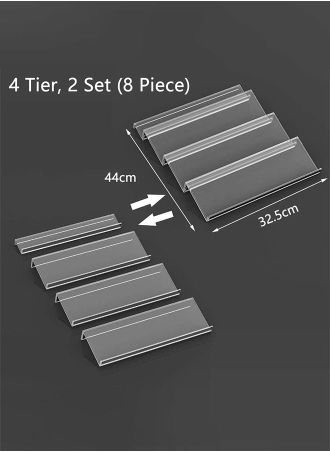 Garlo - Clear Acrylic Spice Drawer Organizer, 4 Tier- 2 Set Expandable From 325 to 65 Seasoning Jars Drawers Insert, Kitchen Spice Rack Tray for DrawerCountertop (Jars not included) - Image 1