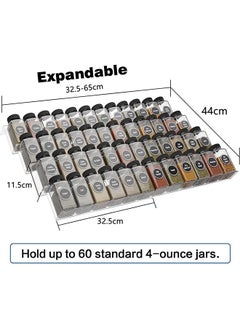 Garlo Clear Acrylic Spice Drawer Organizer, 4 Tier- 2 Set Expandable From 325 to 65 Seasoning Jars Drawers Insert, Kitchen Spice Rack Tray for DrawerCountertop (Jars not included)  - Image 3