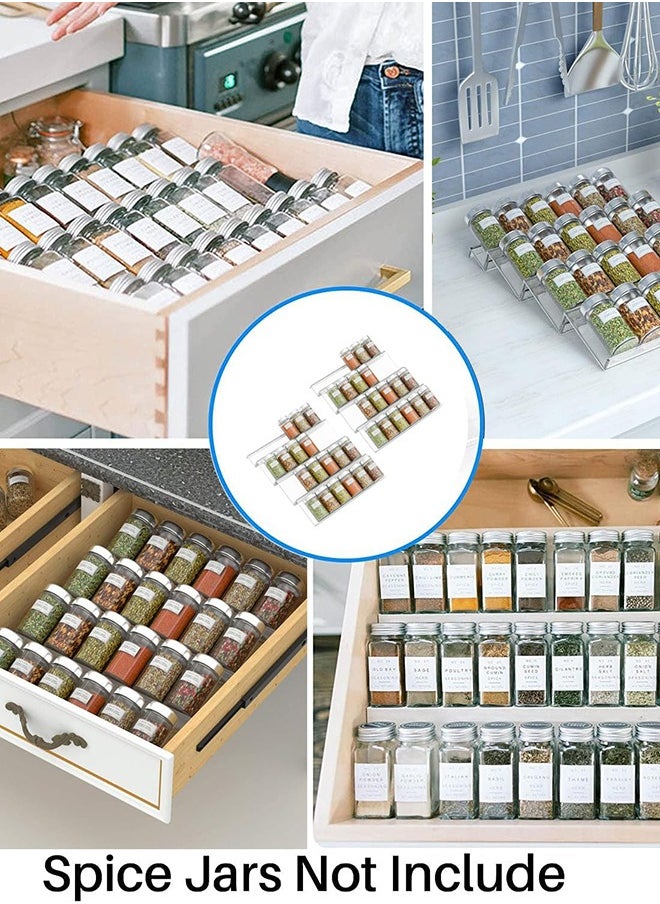 Garlo - Clear Acrylic Spice Drawer Organizer, 4 Tier- 2 Set Expandable From 325 to 65 Seasoning Jars Drawers Insert, Kitchen Spice Rack Tray for DrawerCountertop (Jars not included) - Image 1
