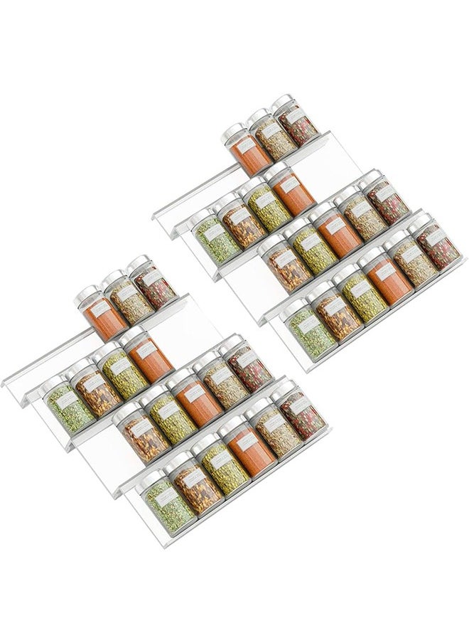 Garlo - Clear Acrylic Spice Drawer Organizer, 4 Tier- 2 Set Expandable From 325 to 65 Seasoning Jars Drawers Insert, Kitchen Spice Rack Tray for DrawerCountertop (Jars not included) - Image 1