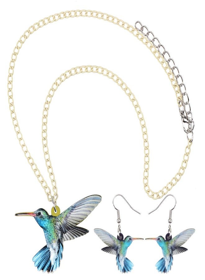 DUOWEI Acrylic Hummingbird Birds Necklace Earrings Dangle Jewelry Sets for Women Charm Gifts (Blue) - Image 5