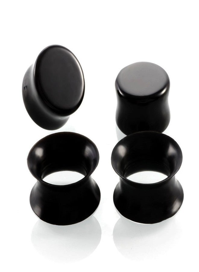HQLA 2 Pairs Black Natural Obsidian Stone/Ultra-Thin Silicone Ear Gauges Plugs Tunnels Expanders Stretcher Body Piercing Jewelry,2g-5/8''(6mm-16mm) …