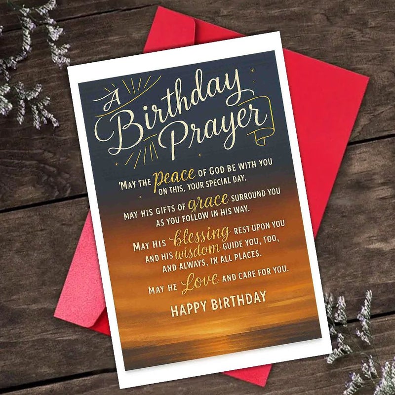 Red Christian Inspirational Birthday Greeting Card with Prayer and Envelope - Image 1