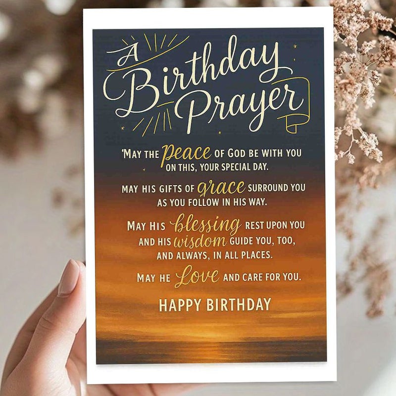 Red Christian Inspirational Birthday Greeting Card with Prayer and Envelope - Image 2
